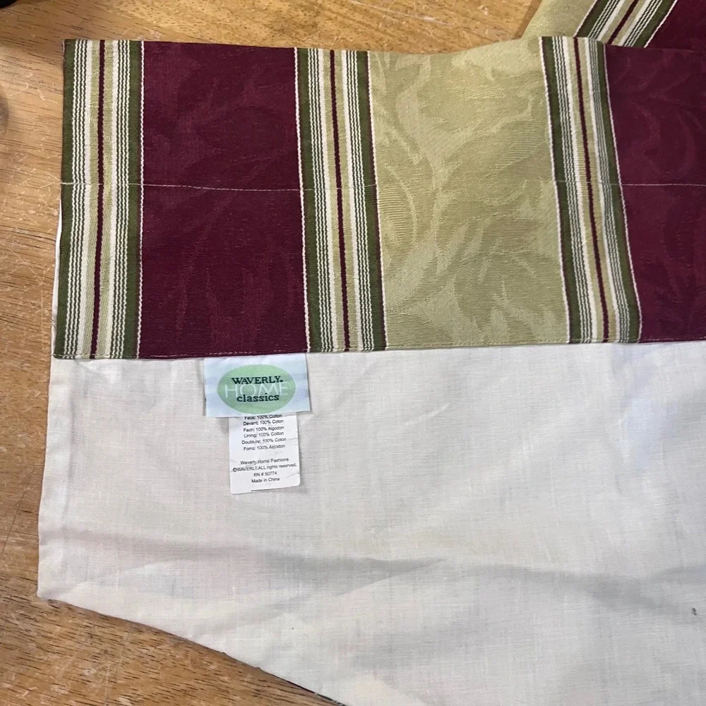 Waverly Home Classics Burgundy Sage Green Striped‎ Damask Valance 52x22
